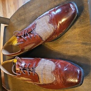 Stacy Adams Two Tone Leather & Linen Oxfords 14 M